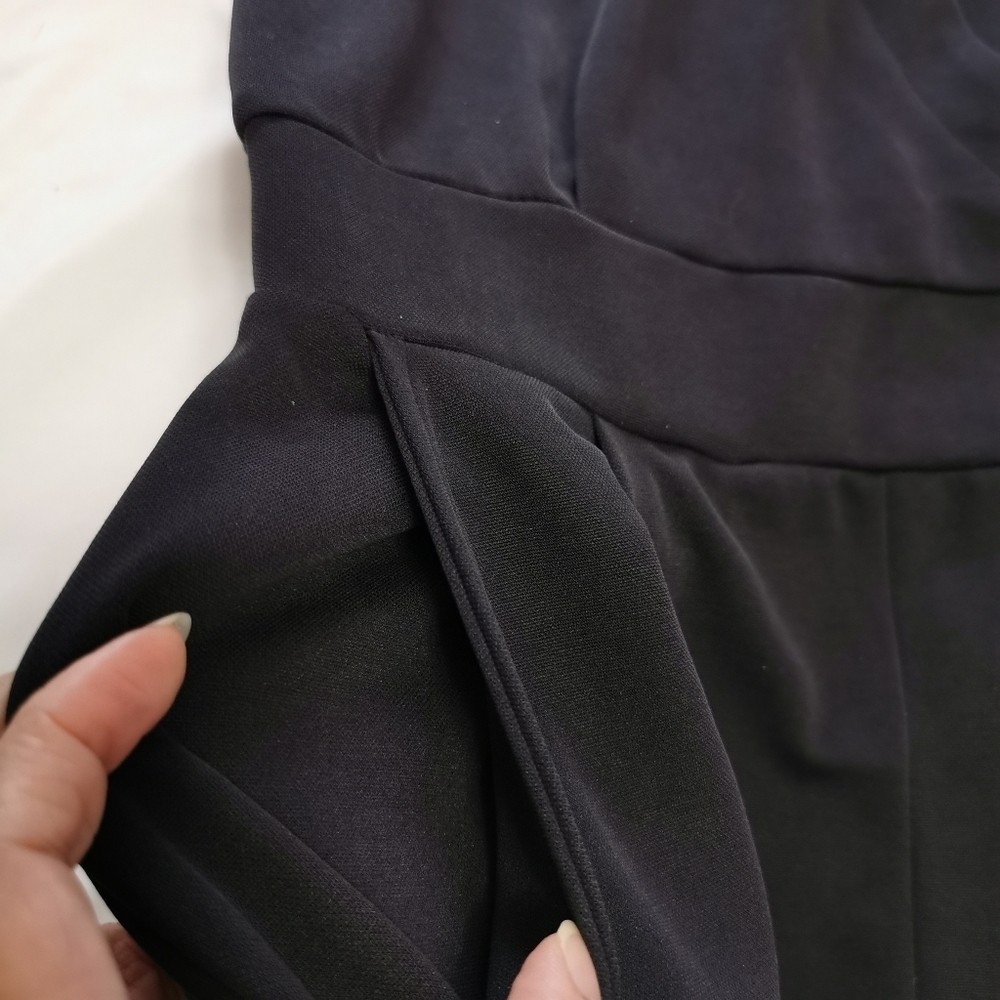 RW&CO Faux Wrap Tapered Leg Jumpsuit Black Small Petite (SP) - Picture 5 of 11
